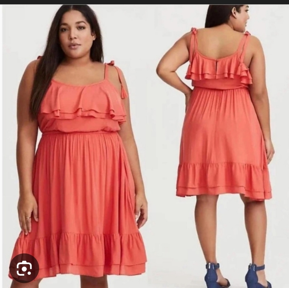Plus Size Torrid Size 3 Elegant Coral Ruffle Dress